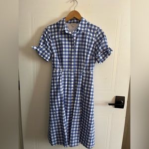 Blue and white gingham dress. Super cute for the spring or summer!